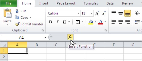 Excel functions insert function button